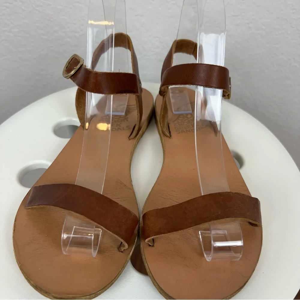Ancient Greek Sandals Brown Drama Leather Strap Shoes Womens Size 7 WORN - Picture 4 of 10